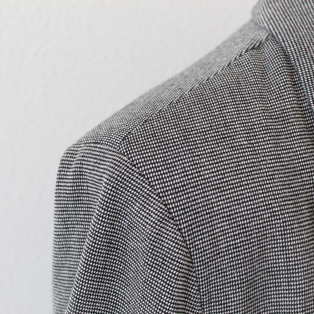 Black & White Micro-Check Print Open Front Double-Breasted Blazer - Picture 5 of 9